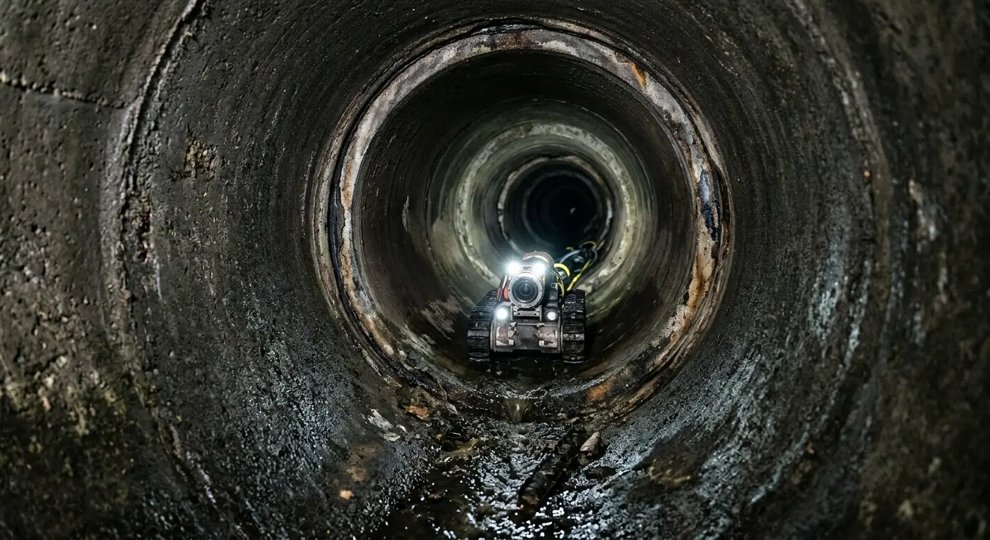 Robotic sewer camera inspecting pipe interior for Sewer Line Repair in North Fond du Lac